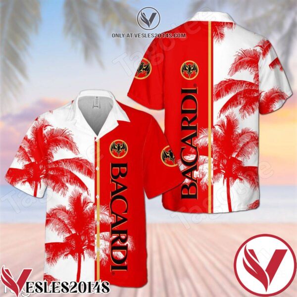 Bacardi Palm Tree White Red Hawaiian Shirt And Short, Unique Gifts For Friends - Vesles2014S 1