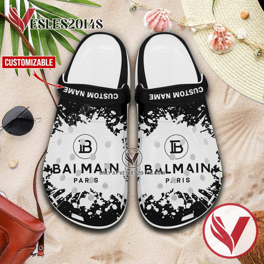 Balmain Logo Crocs Clogs, Unique Footwear For Fans 1