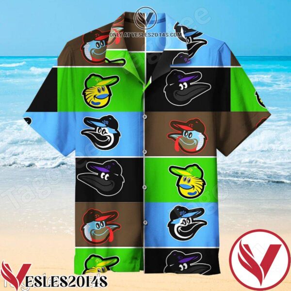 Baltimore Orioles Logo With Different Types Of Birds Hawaiian Shirt, Unique Gifts For Friends - Vesles2014S 1