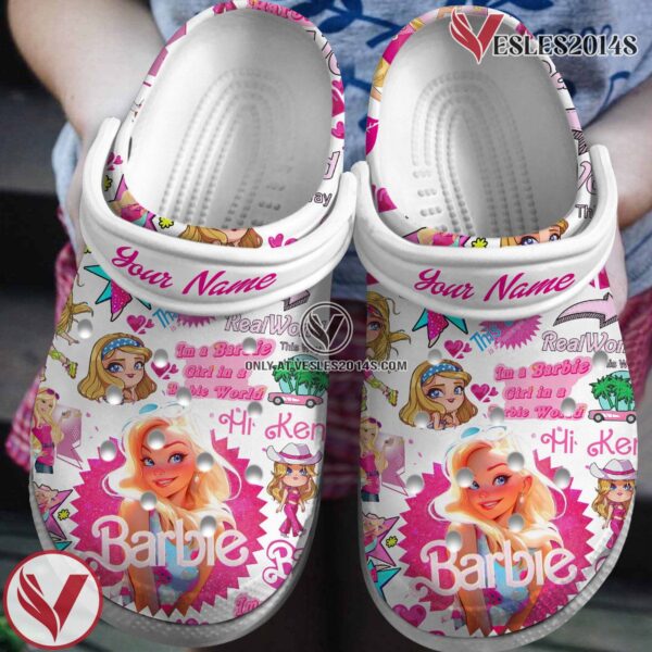 Barbie Cartoon Crocs Crocband Clogs Shoes Custom Name For Men Women and Kids, Unique Gift From  Vesles2014S