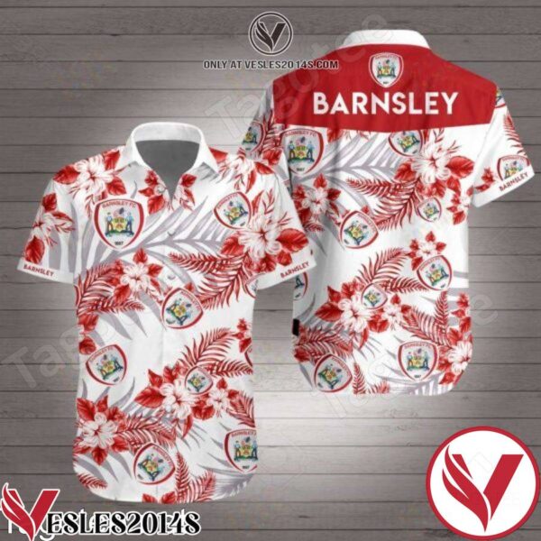 Barnsley Red Tropical Floral White Hawaiian Shirt, Unique Gifts For Friends - Vesles2014S 1