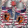 Baseball Personalized BOrioles American Flag Breaking Wall Clog Shoes, Unique Gift From  Vesles2014S