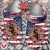 Baseball Personalized CWhite Sox American Flag Breaking Wall Clog Shoes, Unique Gift From  Vesles2014S