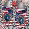 Basketball Personalized MTimberwolves American Flag Breaking Wall Clog Shoes, Unique Gift From  Vesles2014S