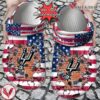 Basketball Personalized SA Spurs American Flag Breaking Wall Clog Shoes, Unique Gift From  Vesles2014S
