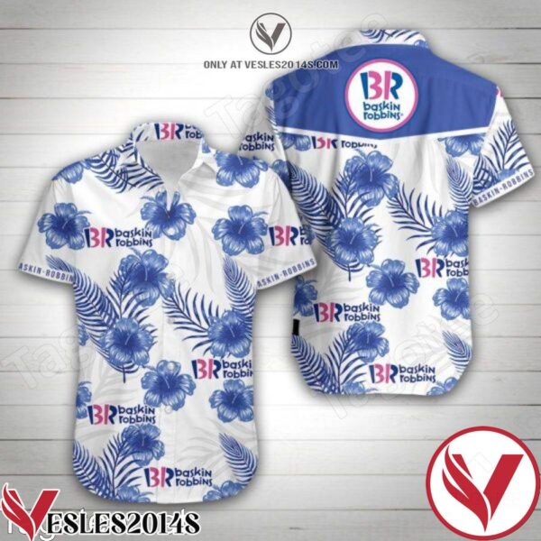 Baskin Robbins Blue Hibiscus White Hawaiian Shirt, Unique Gifts For Friends - Vesles2014S 1