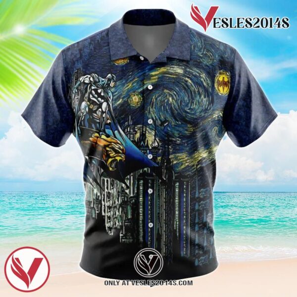 Batman Starry Dark Knight Hawaiian Button Up Shirt, Perfect Gifts For Anime Lovers - Vesles2014S