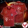 Bayern Munich Uefa Champions League Leaf Print Red Hawaiian Shirt, Unique Gifts For Friends - Vesles2014S 1