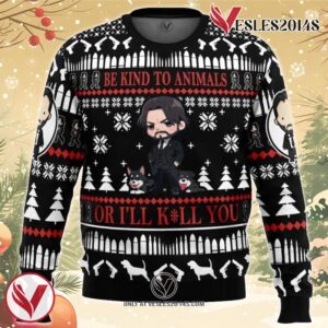 Be Kind to Animals John Wick Ugly Christmas Sweater, Unique Christmas Gift For Fans - Vesles2014S
