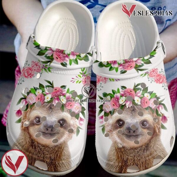 Beautiful Flower With Cute Sloth Shoes clog Gift For Woman Girl, Unique Gift From  Vesles2014S