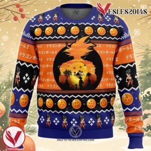 Beautiful Sunset Dragon Ball Z Ugly Christmas Sweater, Unique Christmas Gift For Fans - Vesles2014S