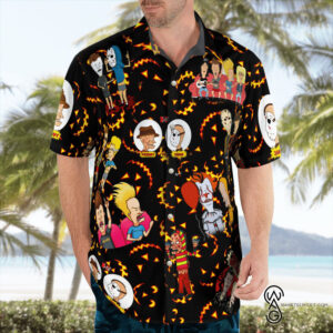 Beavis And Butt Head Halloween Full Printing Hawaiian Shirt Funny Hawaiian Beach Gift Casual Shirt Vesles2014S