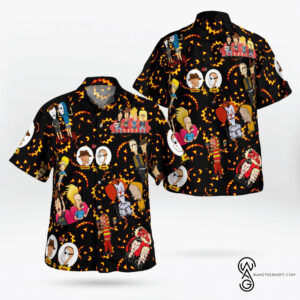 Beavis And Butt Head Horror Characters Halloween Casual Beach Full Printing Hawaiian Shirt Vesles2014S