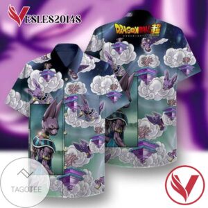 Beerus Dragon Ball Z Hawaiian Graphic Print Short Sleeve Hawaiian Casual Shirt Vesles2014S 1