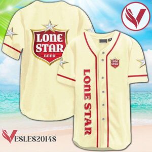 Beige Lone Star Beer Baseball Jersey, Perfect Gifts For Fans - Vesles2014S