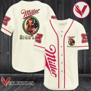 Beige Miller High Life Baseball Jersey, Perfect Gifts For Fans - Vesles2014S