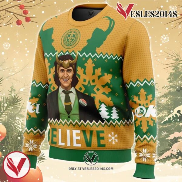 Believe Loki Marvel Ugly Christmas Sweater, Unique Christmas Gift For Fans - Vesles2014S 1