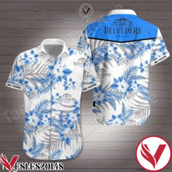 Belvedere Vodka Blue Tropical Floral White Hawaiian Shirt, Unique Gifts For Friends - Vesles2014S 1