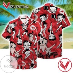Betty Boop Hawaiian Graphic Print Short Sleeve Hawaiian Casual Shirt Vesles2014S 1