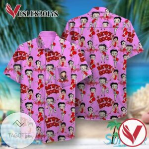 Betty Boop II Hawaiian Graphic Print Short Sleeve Hawaiian Casual Shirt Vesles2014S