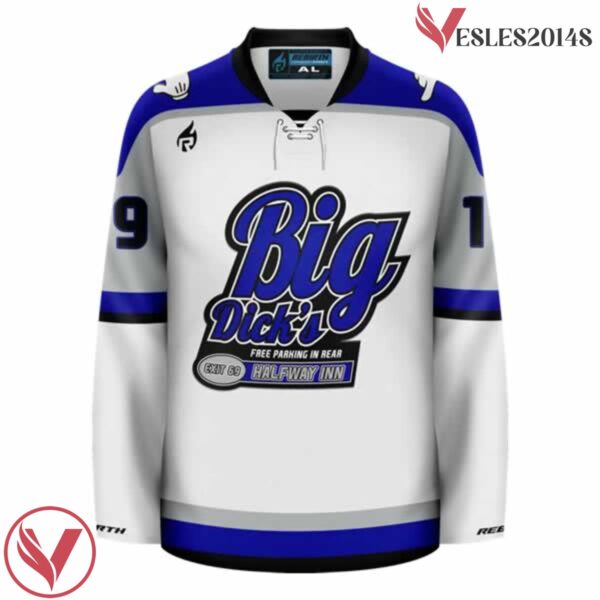 Big Dick's Halfway Inn Blue Funny Hockey Jersey - Vesles2014S 2