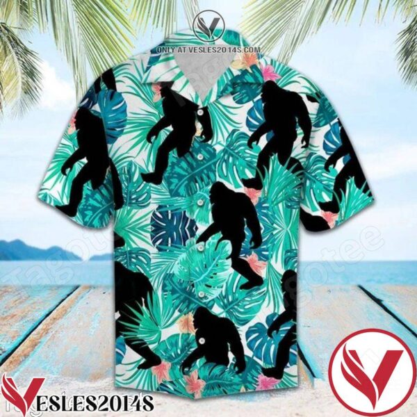 Bigfoot Behind Tropical Leaves Hawaiian Shirt, Unique Gifts For Friends - Vesles2014S 1