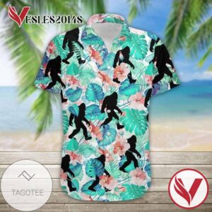 Bigfoot Tropical Hawaiian Graphic Print Short Sleeve Hawaiian Casual Shirt Vesles2014S 1