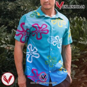 Bikini Bottom Pattern Spongebob Squarepants Hawaiian Button Up Shirt, Perfect Gifts For Anime Lovers - Vesles2014S 2