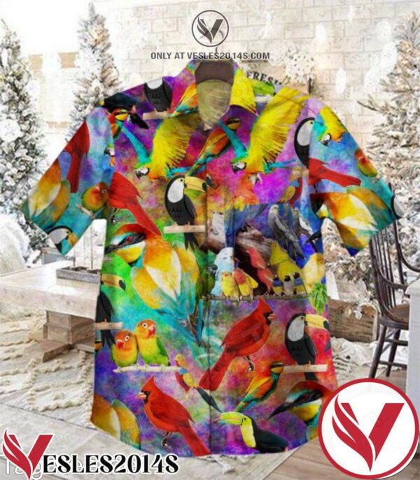 Birds On Tree Branch Colorful Hawaiian Shirt, Unique Gifts For Friends - Vesles2014S 1