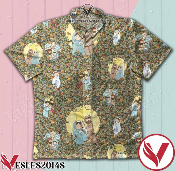 Birth Of Jesus Cartoon Hawaiian Shirt, Unique Gifts For Friends - Vesles2014S 1