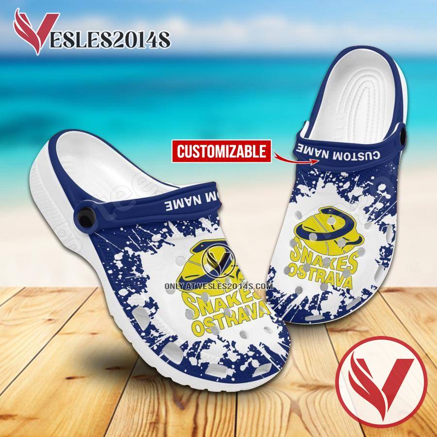 Bk Snakes Ostrava Logo Crocs Clogs, Unique Footwear For Fans