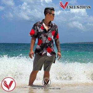 Black Aloha Akatsuki Naruto Hawaiian Button Up Shirt, Perfect Gifts For Anime Lovers - Vesles2014S 1