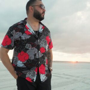 Black Aloha Akatsuki Naruto Hawaiian Button Up Shirt, Perfect Gifts For Anime Lovers - Vesles2014S 4