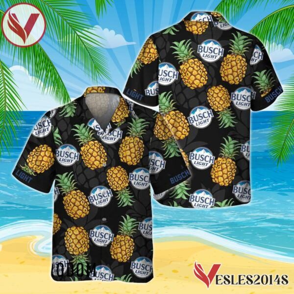 Black Aloha Pineapple Busch Light Hawaiian Shirt, Best Summer Gifts For Fans - Vesles2014S