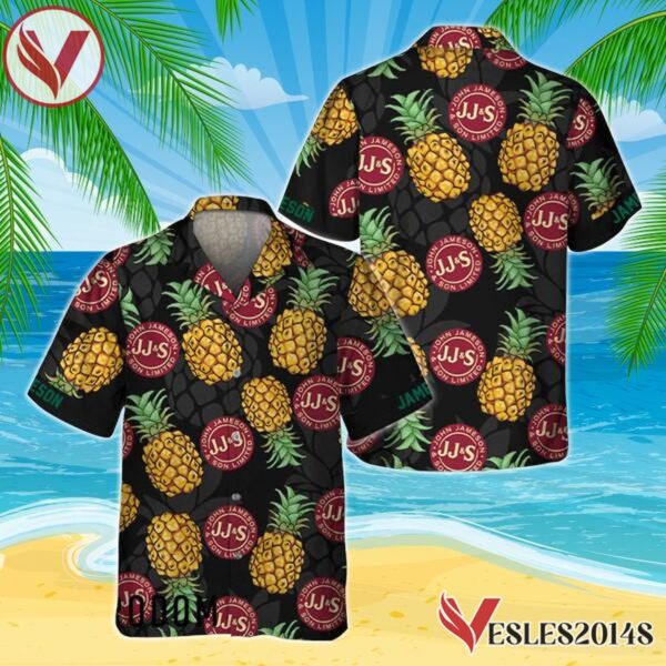 Black Aloha Pineapple Jameson Whiskey Hawaiian Shirt, Best Summer Gifts For Fans - Vesles2014S