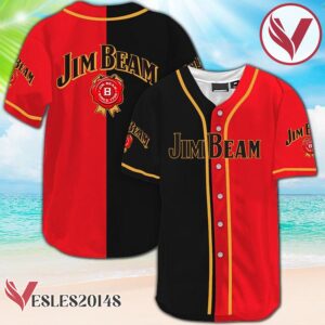 Black And Red Split Jim Beam Baseball Jersey, Perfect Gifts For Fans - Vesles2014S