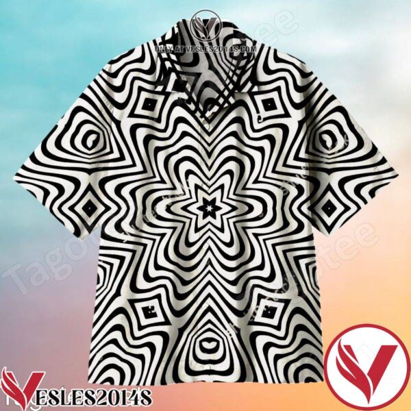 Black And White Hexagonal Ripples Hawaiian Shirt, Unique Gifts For Friends - Vesles2014S 1
