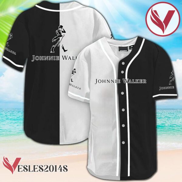 Black And White Split Johnnie Walker Baseball Jersey, Perfect Gifts For Fans - Vesles2014S
