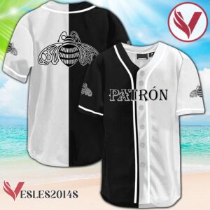Black And White Split Patron Tequila Baseball Jersey, Perfect Gifts For Fans - Vesles2014S