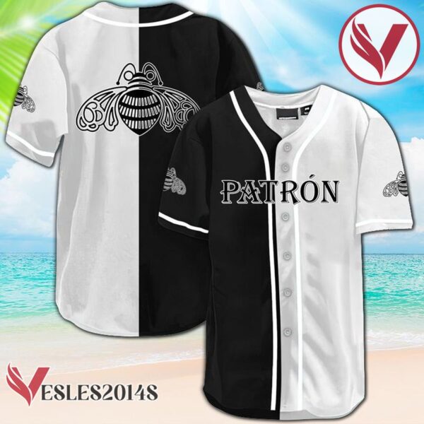 Black And White Split Patron Tequila Baseball Jersey, Perfect Gifts For Fans - Vesles2014S