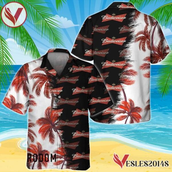 Black Budweiser Match Palm Trees Hawaiian Shirt, Best Summer Gifts For Fans - Vesles2014S