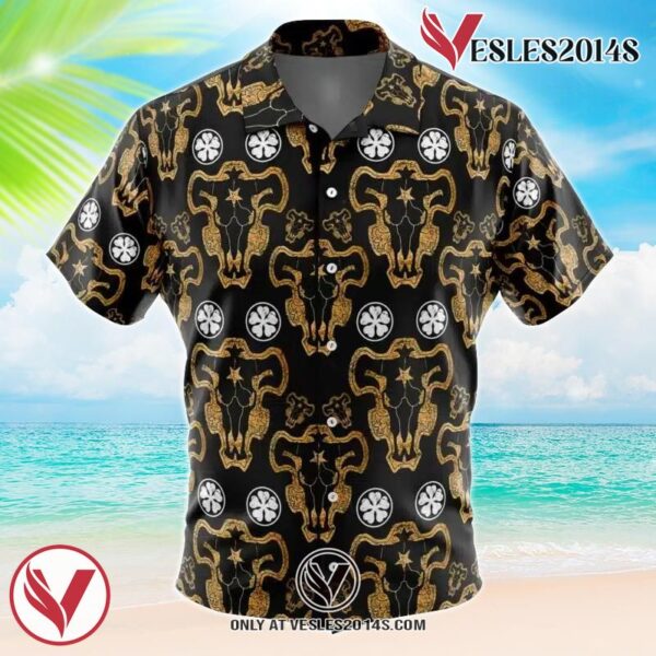 Black Bulls Black Clover Hawaiian Button Up Shirt, Perfect Gifts For Anime Lovers - Vesles2014S