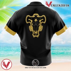 Black Bulls Black Clover Hawaiian Button Up Shirt, Perfect Gifts For Anime Lovers - Vesles2014S VtR 1