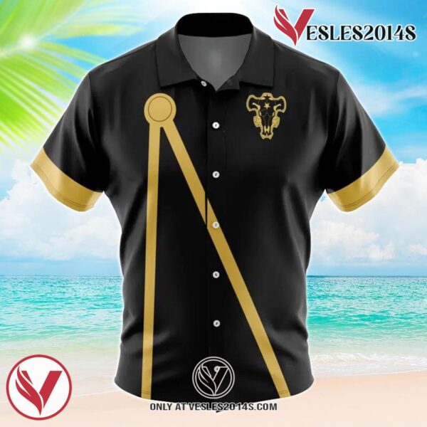Black Bulls Black Clover Hawaiian Button Up Shirt, Perfect Gifts For Anime Lovers - Vesles2014S VtR