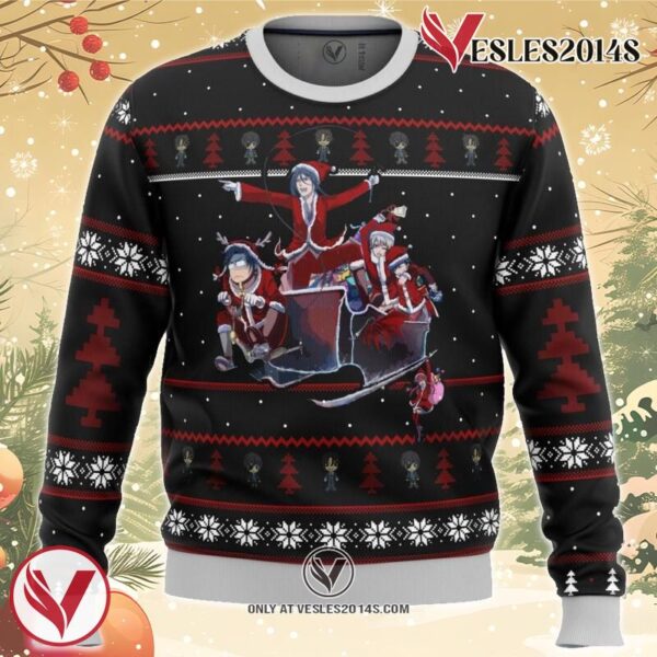 Black Butler Holiday Ugly Christmas Sweater, Unique Christmas Gift For Fans - Vesles2014S