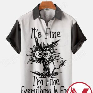 Black Cat It’s Fine I’m Fine Everything Is Fine Halloween Hawaiian Shirt, Unique Gifts For Friends - Vesles2014S 1