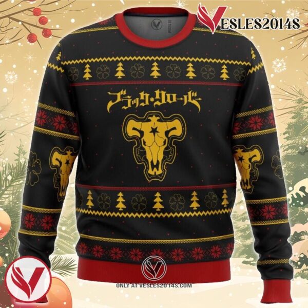 Black Clover Bulls Ugly Christmas Sweater, Unique Christmas Gift For Fans - Vesles2014S
