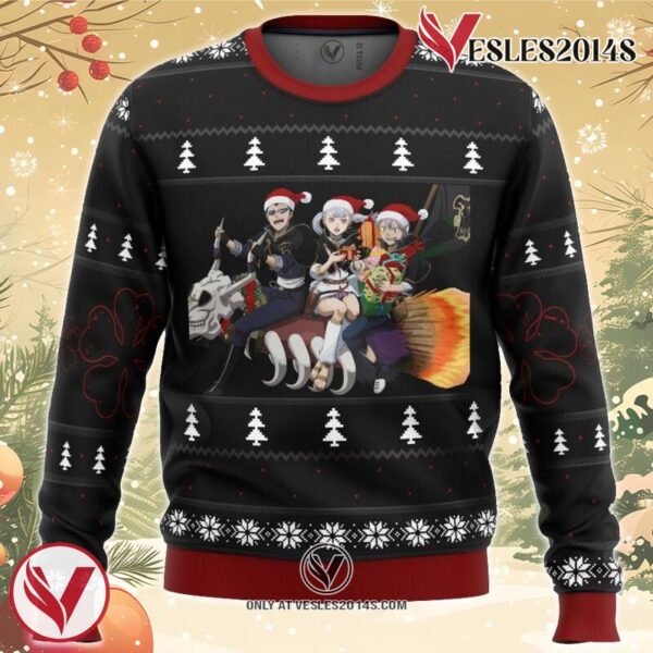 Black Clover Holiday Ugly Christmas Sweater, Unique Christmas Gift For Fans - Vesles2014S