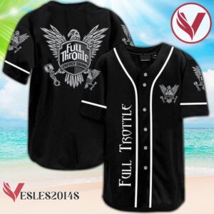 Black Full Throttle Baseball Jersey, Perfect Gifts For Fans - Vesles2014S