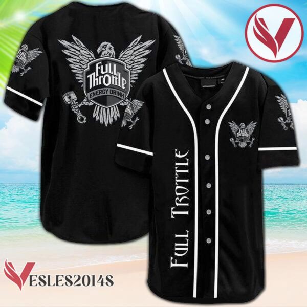 Black Full Throttle Baseball Jersey, Perfect Gifts For Fans - Vesles2014S